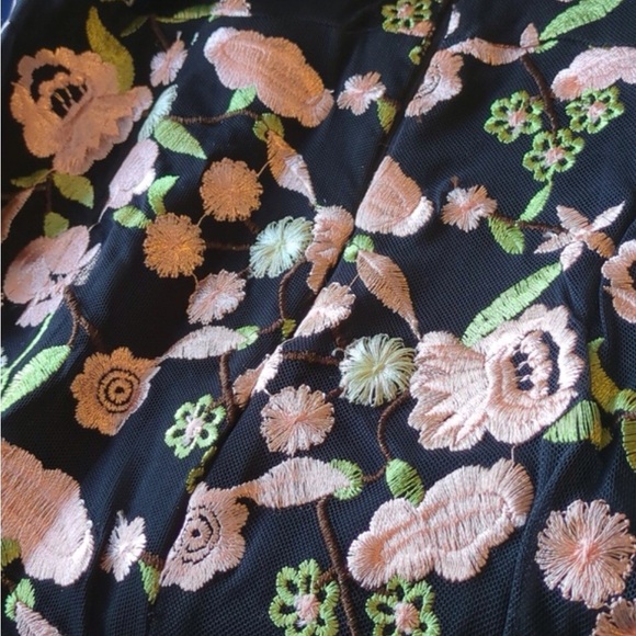 Embroidered Floral Illusion Dress, Minuet - Picture 9 of 9